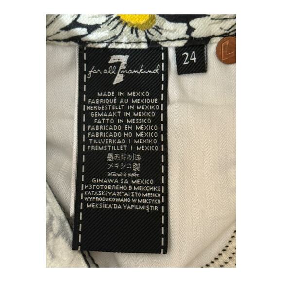7 For All Mankind Daisy skinny jeans black white size 24 - Picture 8 of 12